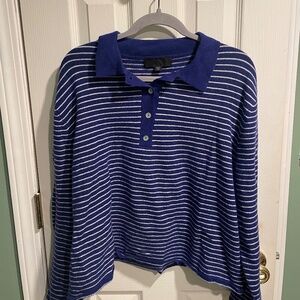 Zara Striped Polo Sweater EUC
